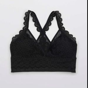 Aerie queens lace mesh padded racerback bralette